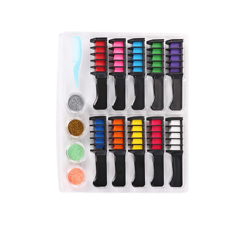 Hair Chalks Comb Set Manufacturer - 10 Color Washable Metallic Glitter for Kids Party