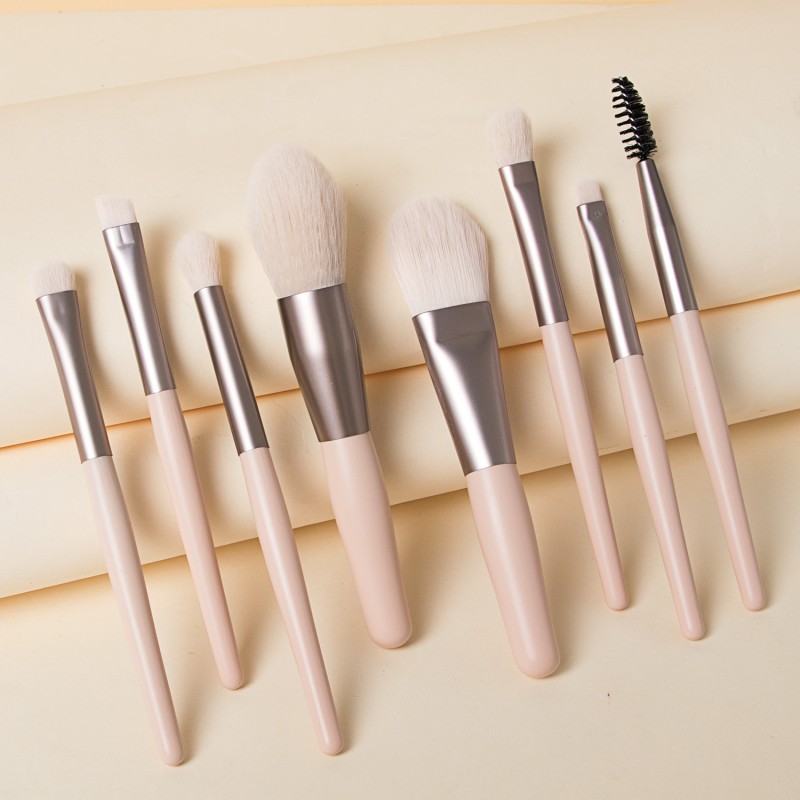 Makeup Brush Set Manufacturer - Custom Wood Handle 8pcs Nylon Hair Kit