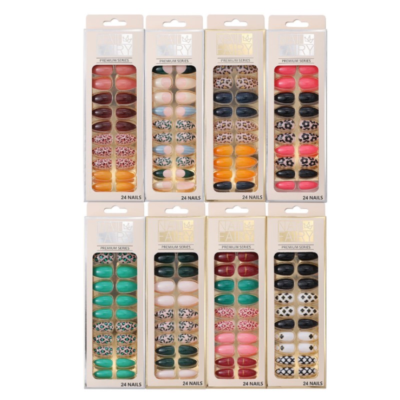 Press on Nails Kit Manufacturer - Custom Matte Leopard Grain Long Coffin False Nails