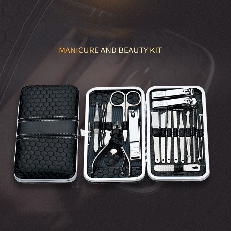 Manicure Set Manufacturer - 18pcs Travel Nail Clippers Grooming Hygiene Tool Kit