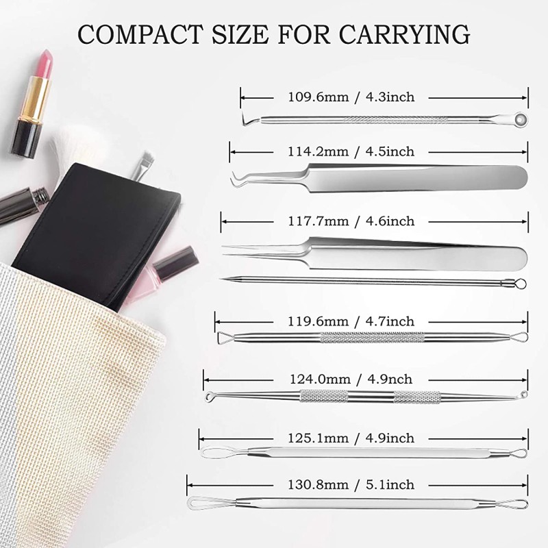 Blackhead Remover Kit Manufacturer - 8pcs Acne Removal Tools with Leather Bag