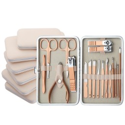 Nail Care Kit Manufacturer - 18 in 1 Professional Rose Gold Travel Case