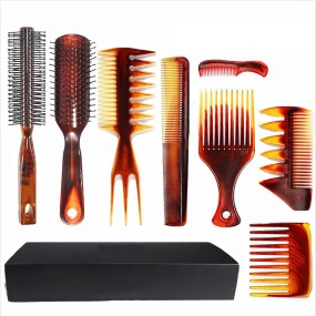 Styling Comb Set Manufacturer - 8 Pcs Amber Heat-resistant Anti-static Mens Hairdressing