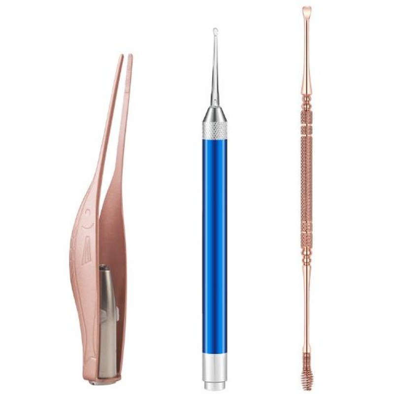 Ear Wax Removal Tools Manufacturer - 3pcs Stainless Steel LED Light Spoon Digger Set