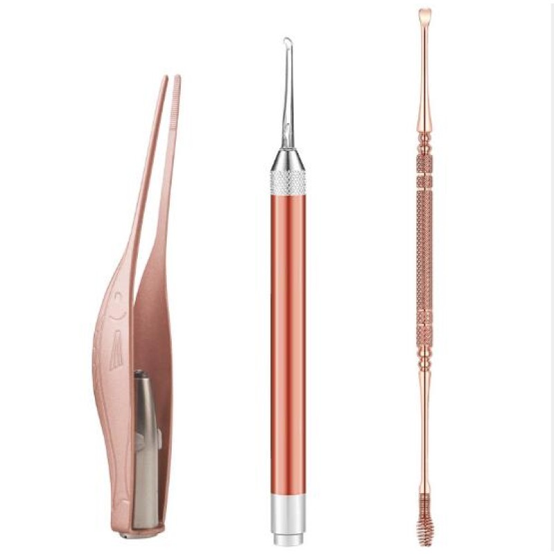 Ear Wax Removal Tools Manufacturer - 3pcs Stainless Steel LED Light Spoon Digger Set