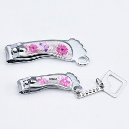 Nail Clipper Set Manufacturer - Cute Pink Foot Shape Finger Toe with Keychain
