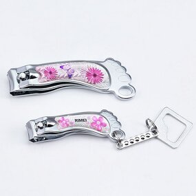 Nail Clipper Set Manufacturer - Cute Pink Foot Shape Finger Toe with Keychain