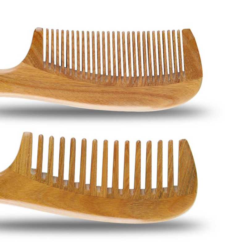 Wooden Comb Set Manufacturer - Natural Green Sandalwood Anti-Static Fine Wide Tooth