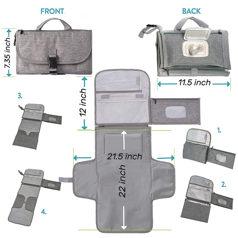 Baby Changing Kit Manufacturer - Waterproof Travel Portable Diaper Caddy with Pad