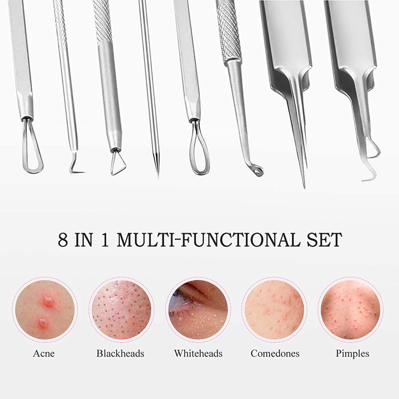 Blackhead Remover Kit Manufacturer - 8pcs Acne Removal Tools with Leather Bag