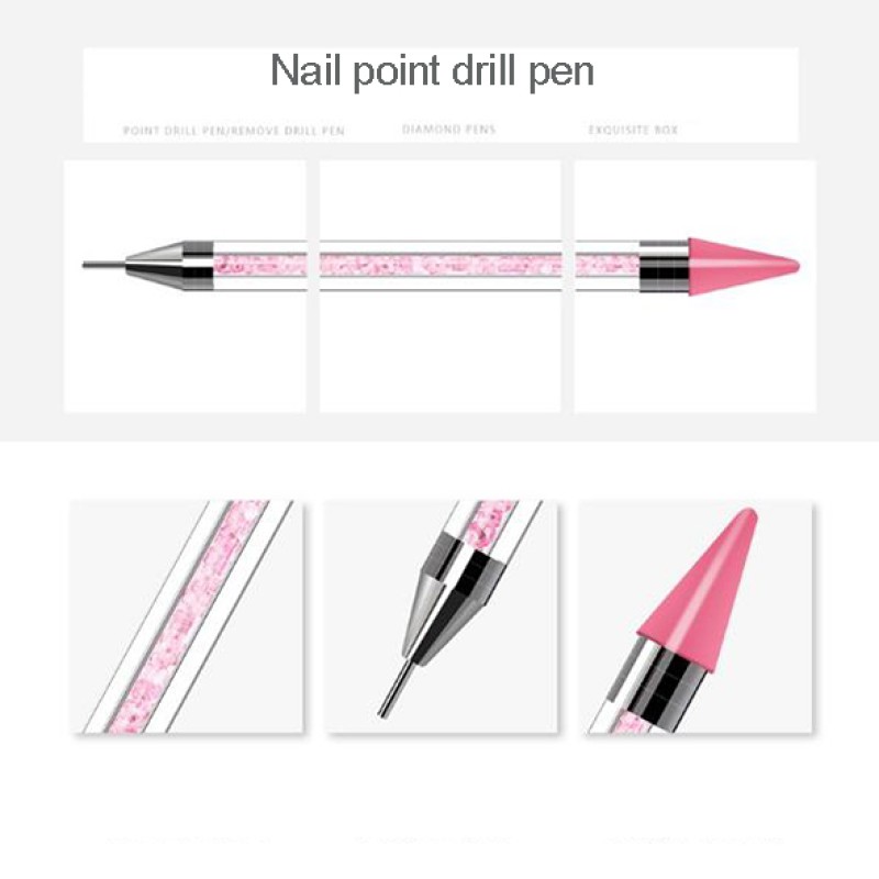 Nail Art Pen Manufacturer - 15cm Double-Head Point Drill Colorful Nail Brush