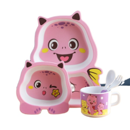 Bamboo Dinnerware Set - Cartoon Animal Design