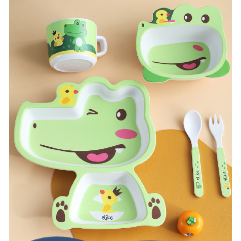 Bamboo Dinnerware Set - Cartoon Animal Design