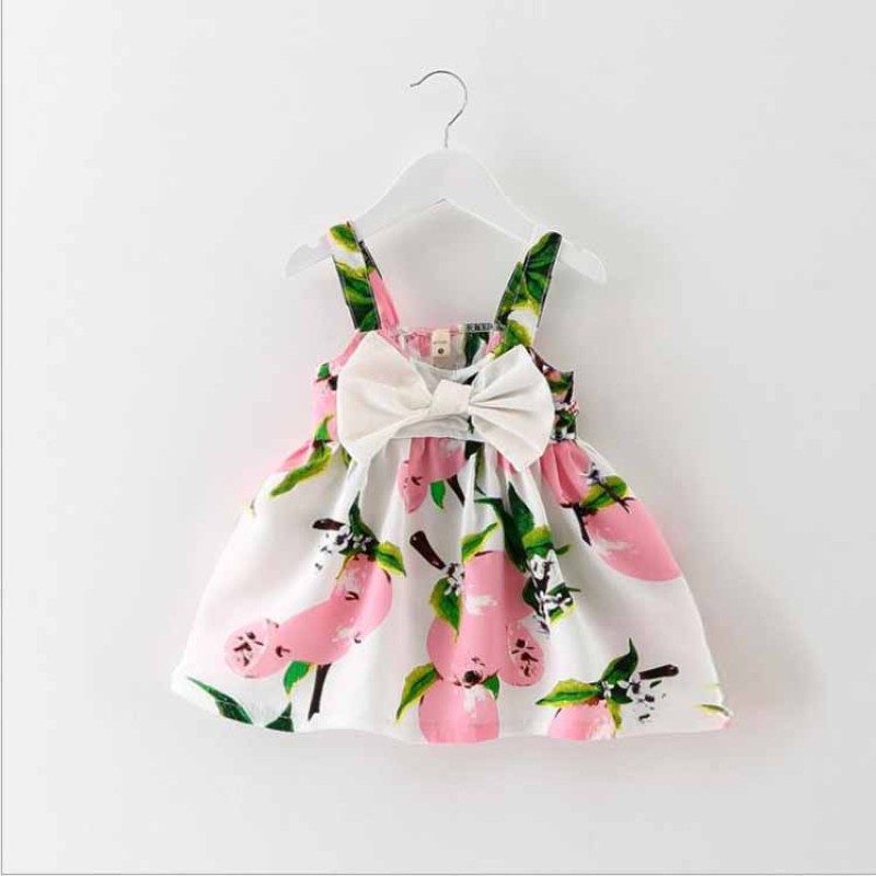 Girls Dress - Chiffon Print Bow