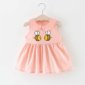 Baby Girl Romper - Linen Sling Skirt