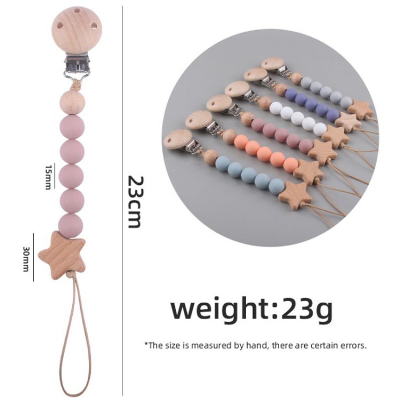 Pacifier Holder - Wooden Silicone Combo