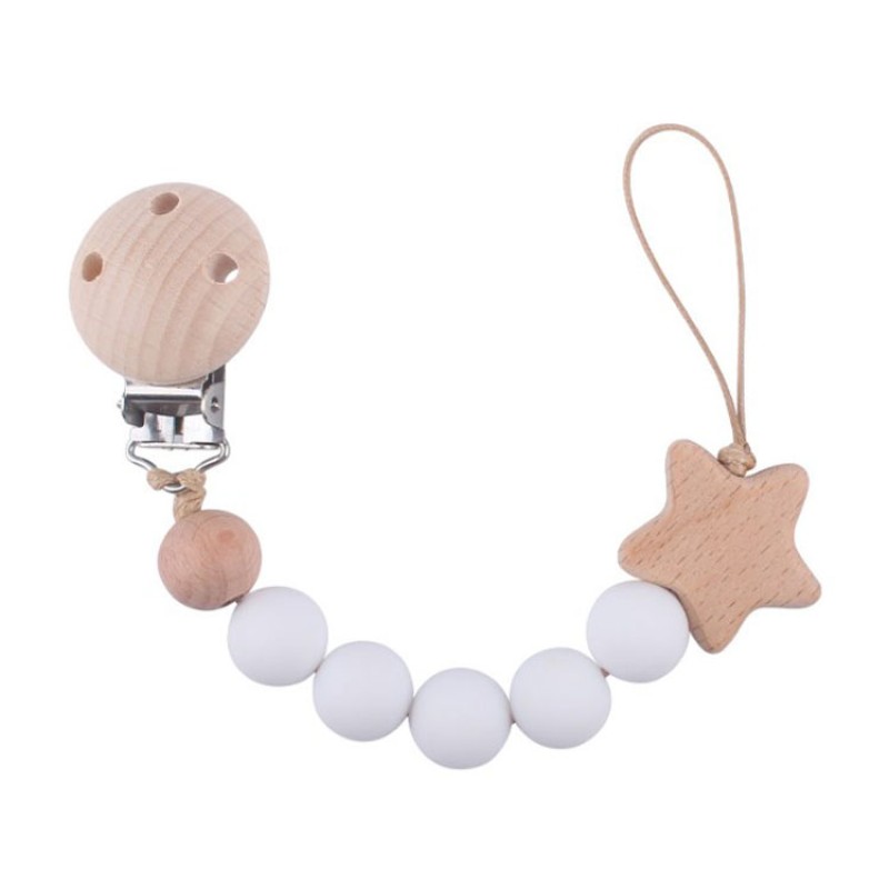 Pacifier Holder - Wooden Silicone Combo