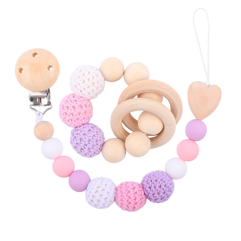 Wood Pacifier Chain - 2pc Teether Set