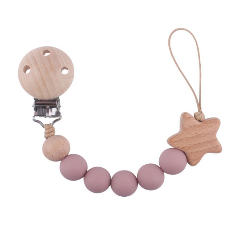 Pacifier Holder - Wooden Silicone Combo