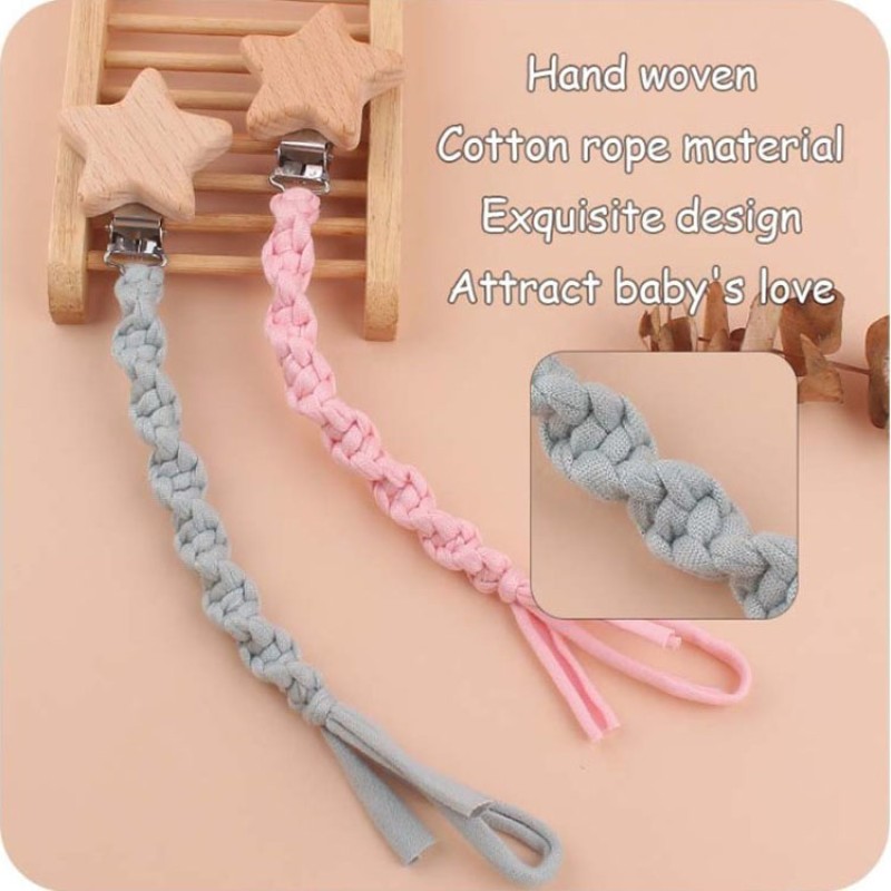 Pacifier Clip - Handmade Woven Cotton