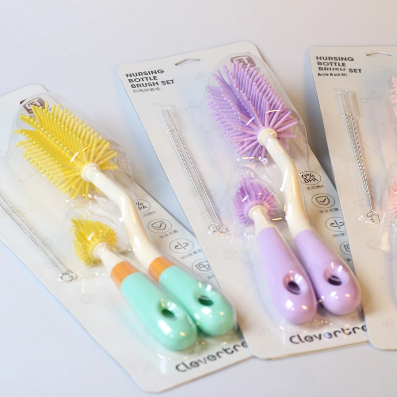 Baby Bottle Brush - 3pc Silicone Set