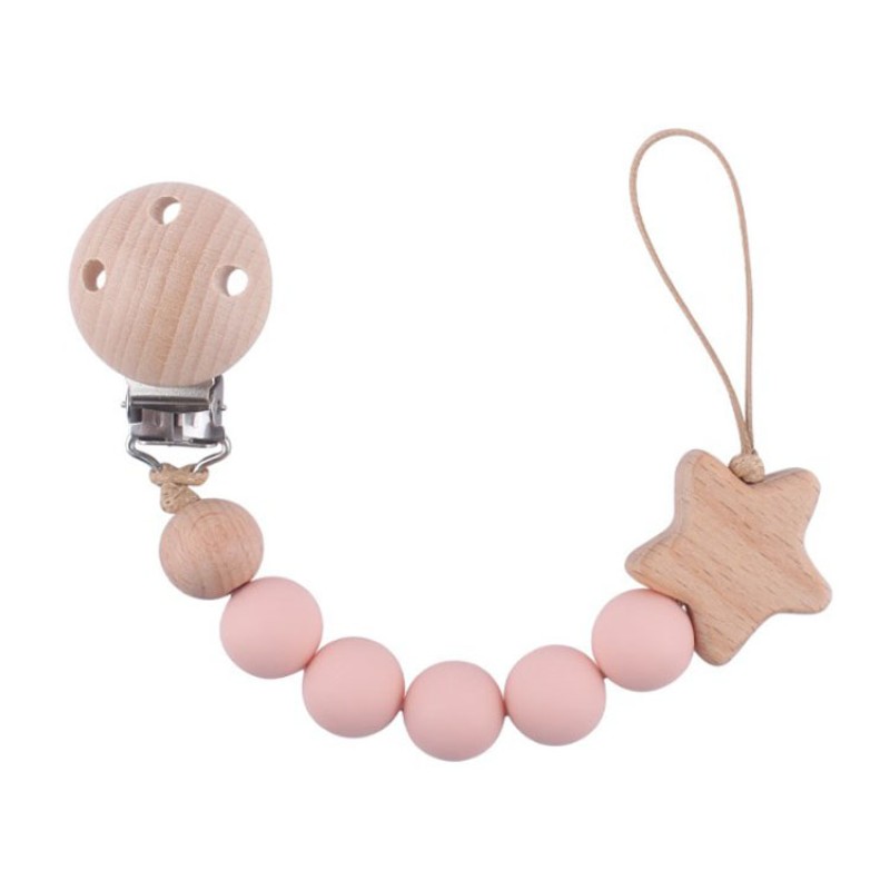 Pacifier Holder - Wooden Silicone Combo