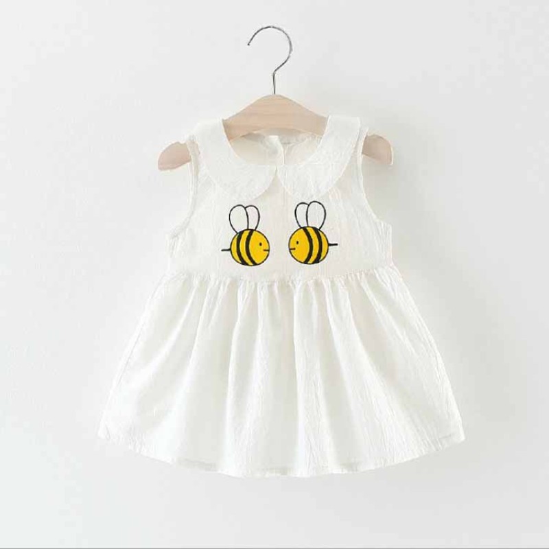 Baby Girl Romper - Linen Sling Skirt