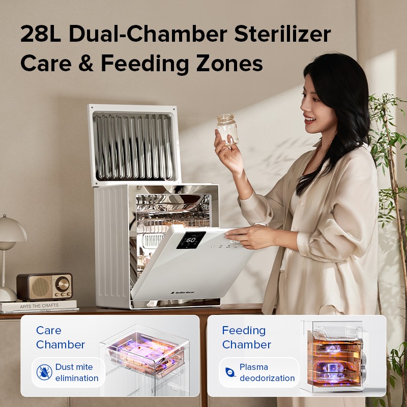 Baby Bottle Sterilizer Manufacturer - 2025 New Design Double-bin UVC and Dryer