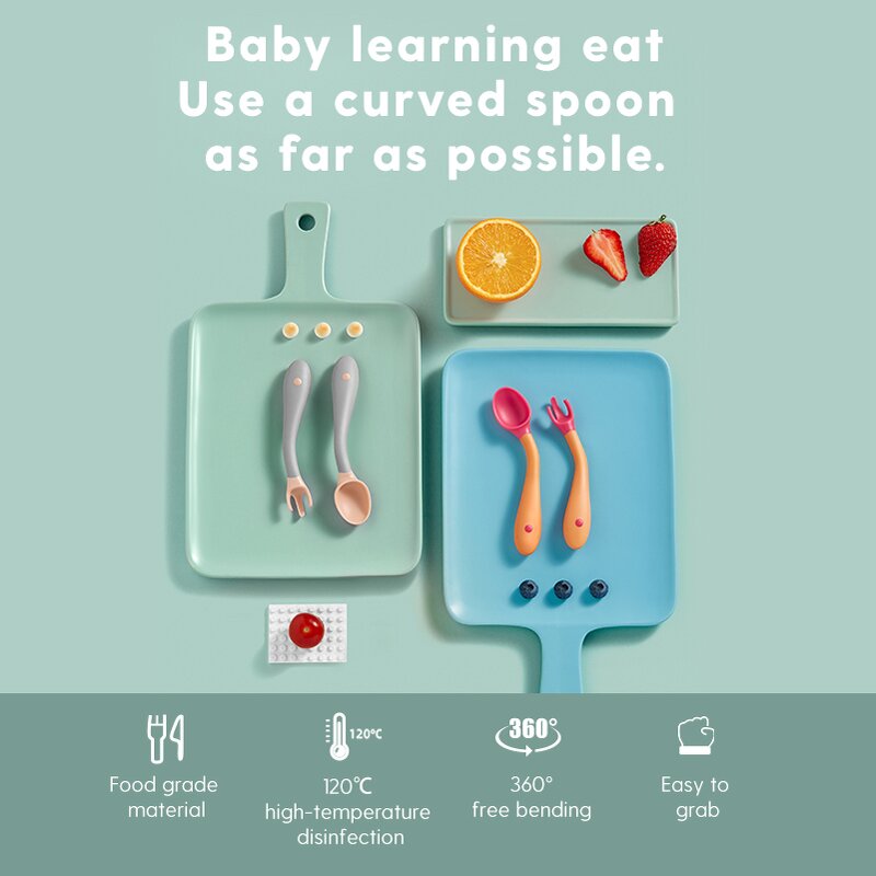 Baby Spoon and Fork Set Manufacturer - BPA Free Toddler Feeding Training Silicone