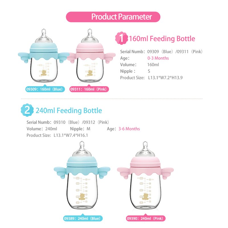 Baby Feeding Bottles Manufacturer - 180ml/240ml/300ml Natural Flow Anti-Colic BPA Free Printed