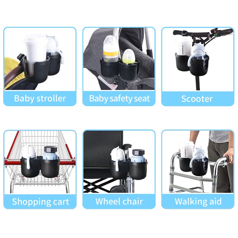 Stroller Cup Holder - 360 Rotating Dual