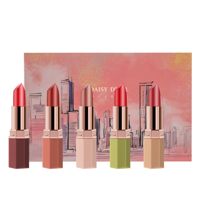 Modern Floral Romantic Moisturizing Lipstick Set Long-lasting Moisturizing Moisturizing Non-stick Cup Non-smudge