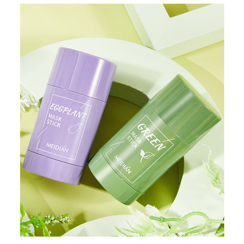 Green Tea Solid Mask Deep Cleansing Applicator Mud Mask English Version Stick Mask Eggplant Beauty & Personal Care Product