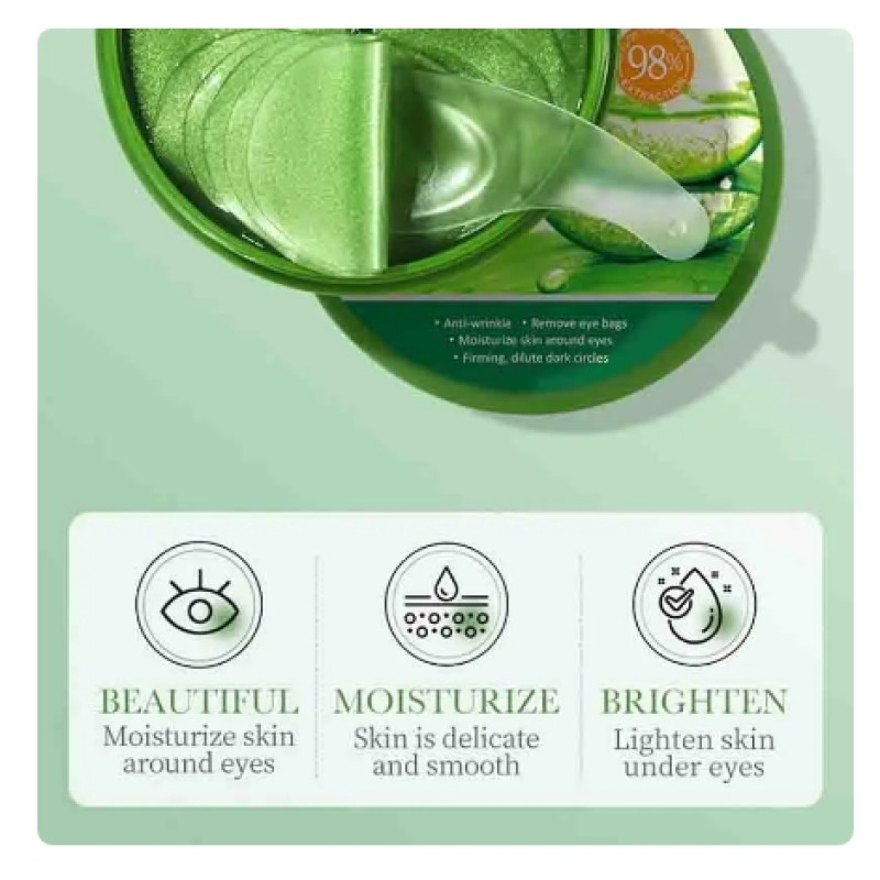 60pcs Organic Aloe Vera Collagen Eye Cream Skin Care Products for Anti-Dark Circles Moisturizing Vitamin C Peptides