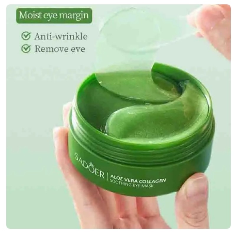 60pcs Organic Aloe Vera Collagen Eye Cream Skin Care Products for Anti-Dark Circles Moisturizing Vitamin C Peptides