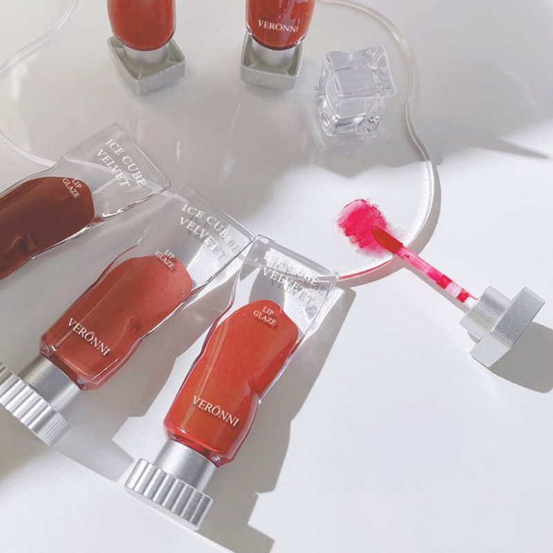 Wholesale Hot Ice Cubic Velvet Lip Glaze Matte Lipstick 6 Colors Non-sticky Cup Lipstick Factory Direct Sales