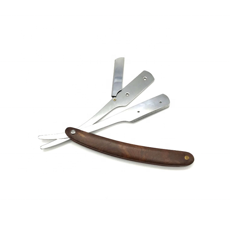 Straight Razor - Wooden Handle PU Sheath