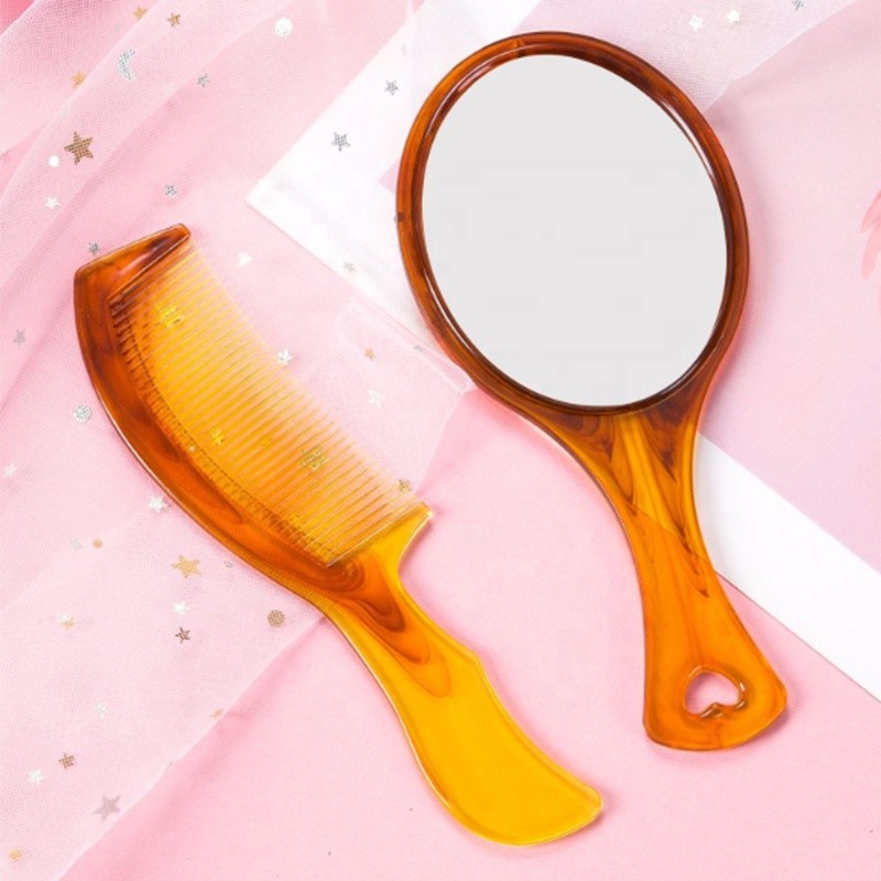 Hair Straightener Comb - Amber Plastic Mirror