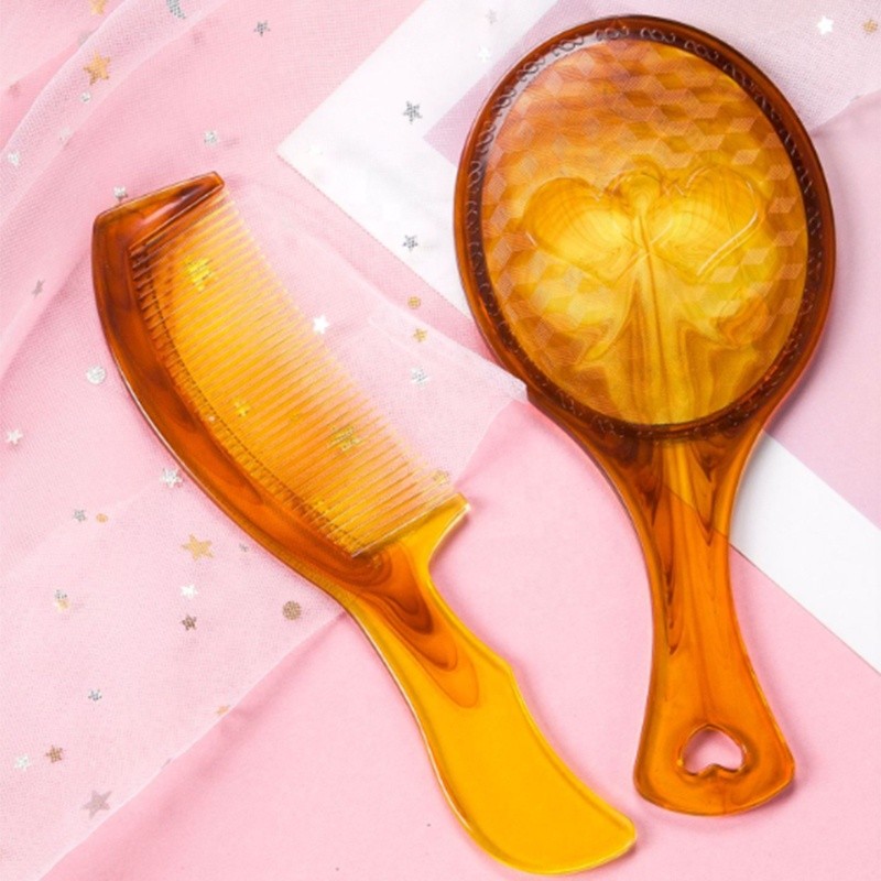 Hair Straightener Comb - Amber Plastic Mirror