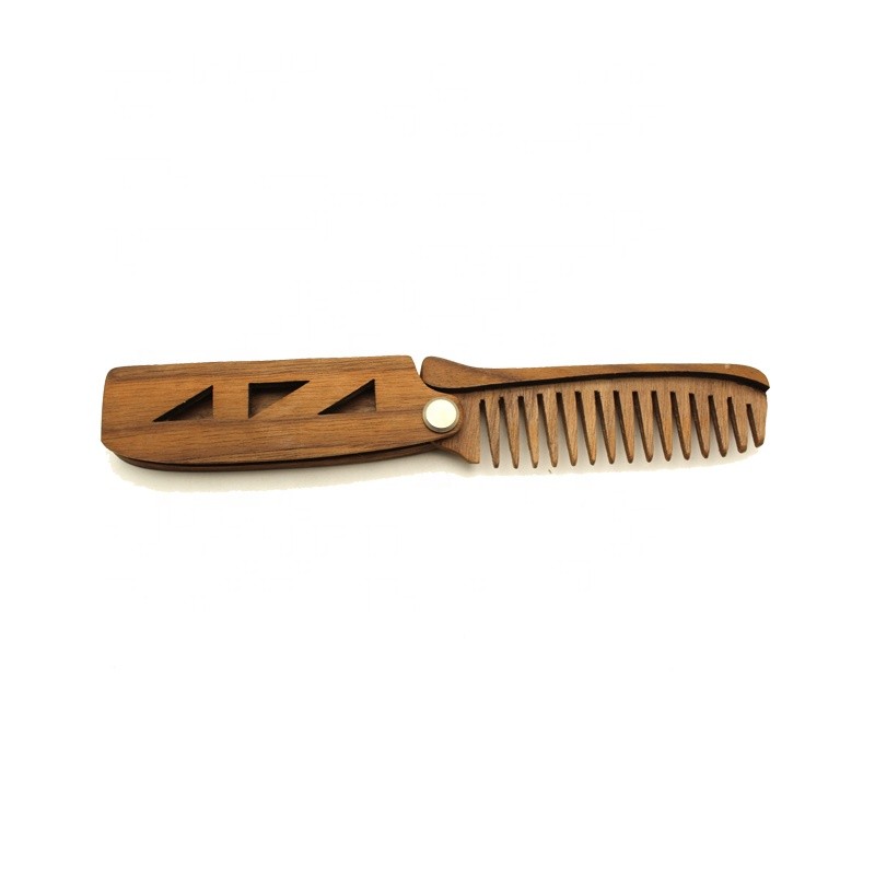Pocket Beard Comb - Walnut Folding Moustache