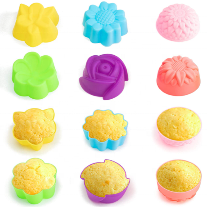 Silicone Baking Molds - Cupcake Flower Shapes