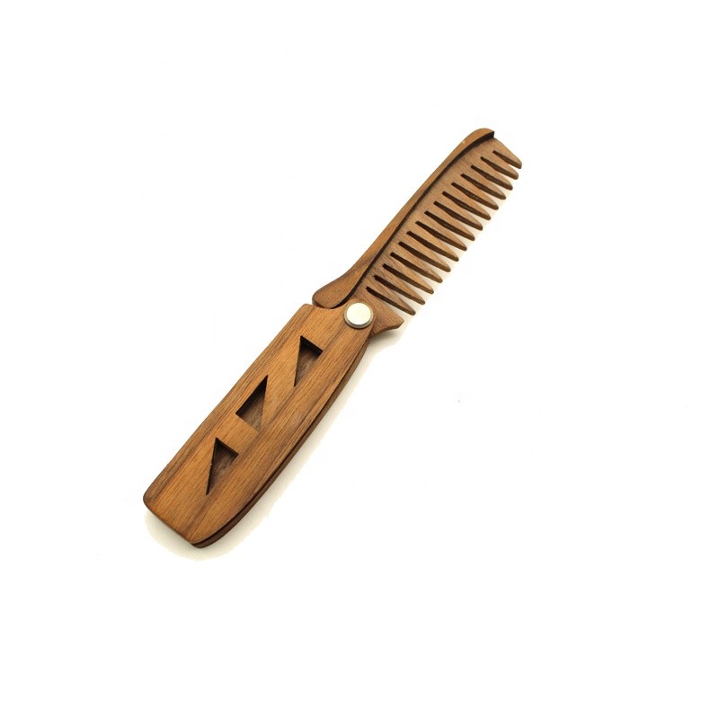 Pocket Beard Comb - Walnut Folding Moustache