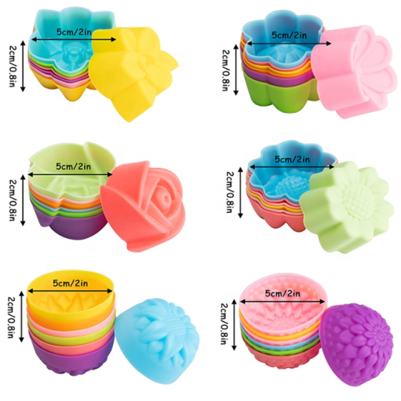 Silicone Baking Molds - Cupcake Flower Shapes