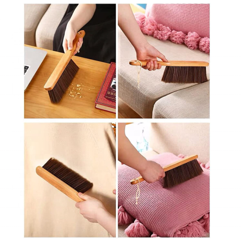 Hand Broom Brush - Wooden Handle Soft Bristles