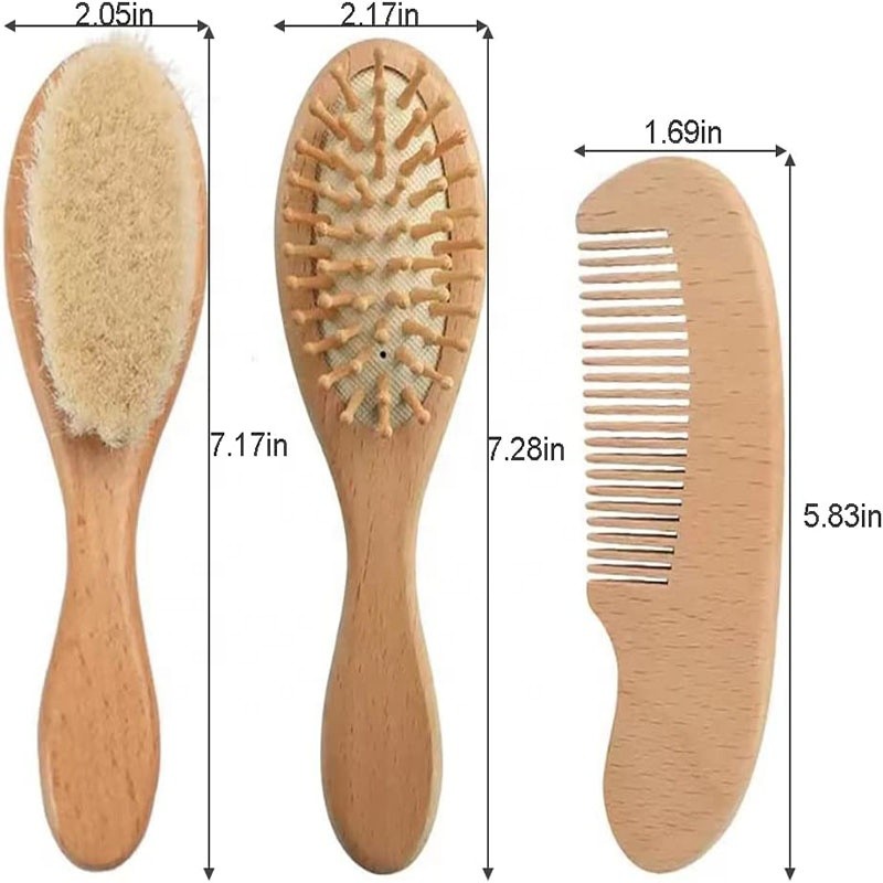 Baby Comb Set - Natural Goat Hair
