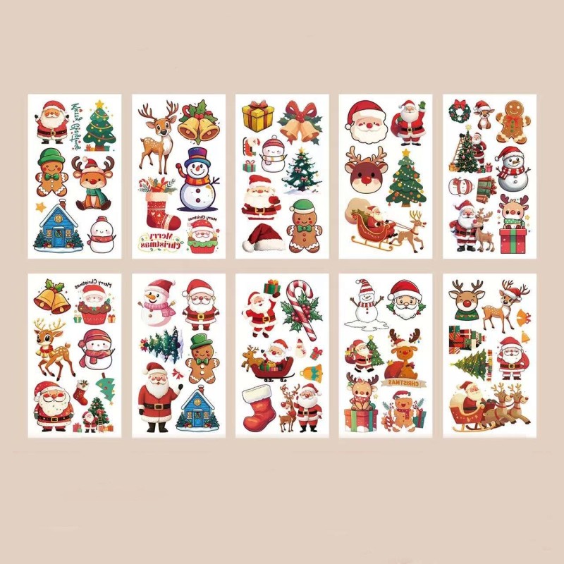 Christmas Tattoos - Temporary Stickers 10 Sheets
