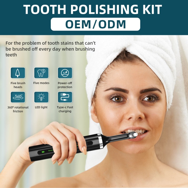 Teeth Cleaning Kit Manufacturer - Portable Multi-purpose Whitening Tool 5 Brush Heads LED