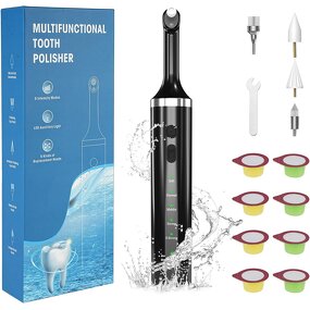 Tooth Polishing Kit Manufacturer - Waterproof with 5 Brush Heads 8 Pastes 5 Speed Modes