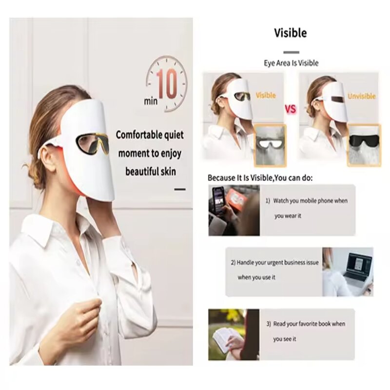 LED Facial Mask Manufacturer - 3 Colors Light Therapy Phototherapy Red Light for Skin Care