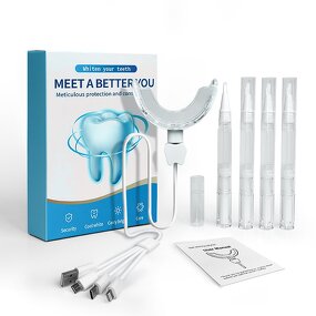 Teeth Whitening Kit Manufacturer - Professional with 4 Whitening Gels LED Blue Light Strips